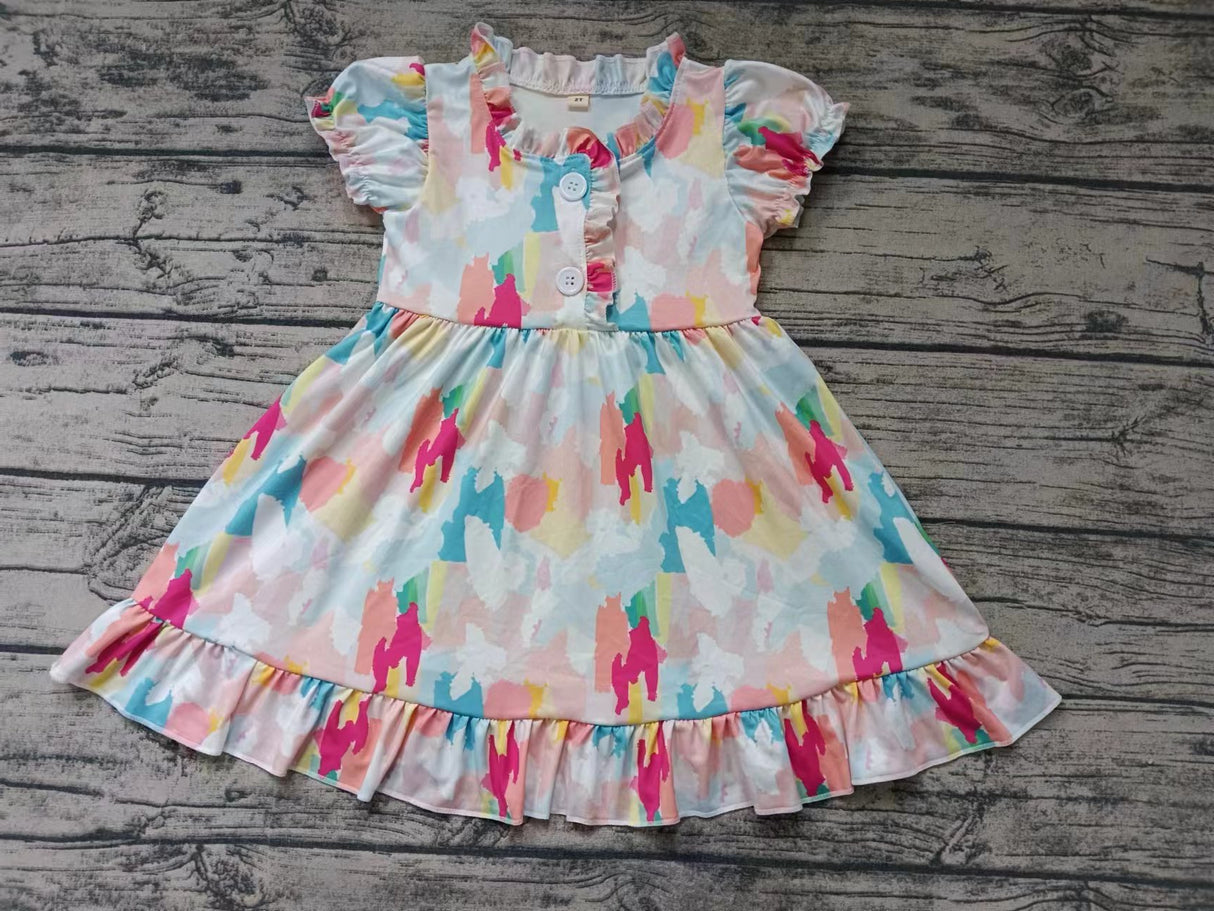 MOQ 3 short sleeves tie dye kids girls summer nightgown