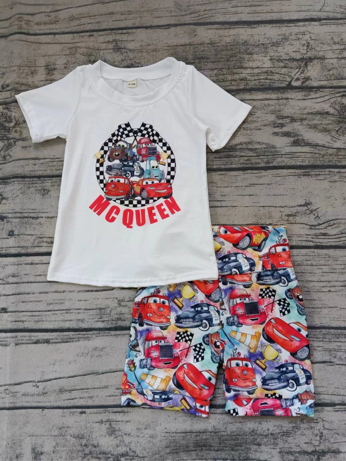 MOQ 3 pcs queen cars top shorts boys clothes