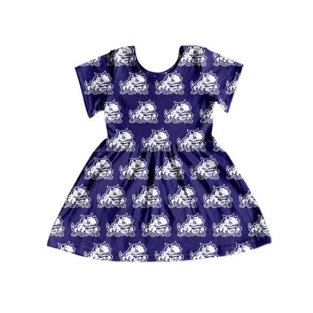 MOQ 5 short sleeves frog kids girls team dresses