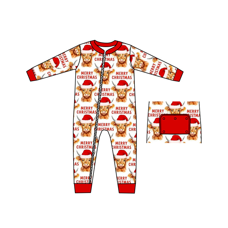 MOQ 5 PCS Merry Christmas cow hat baby boy romper