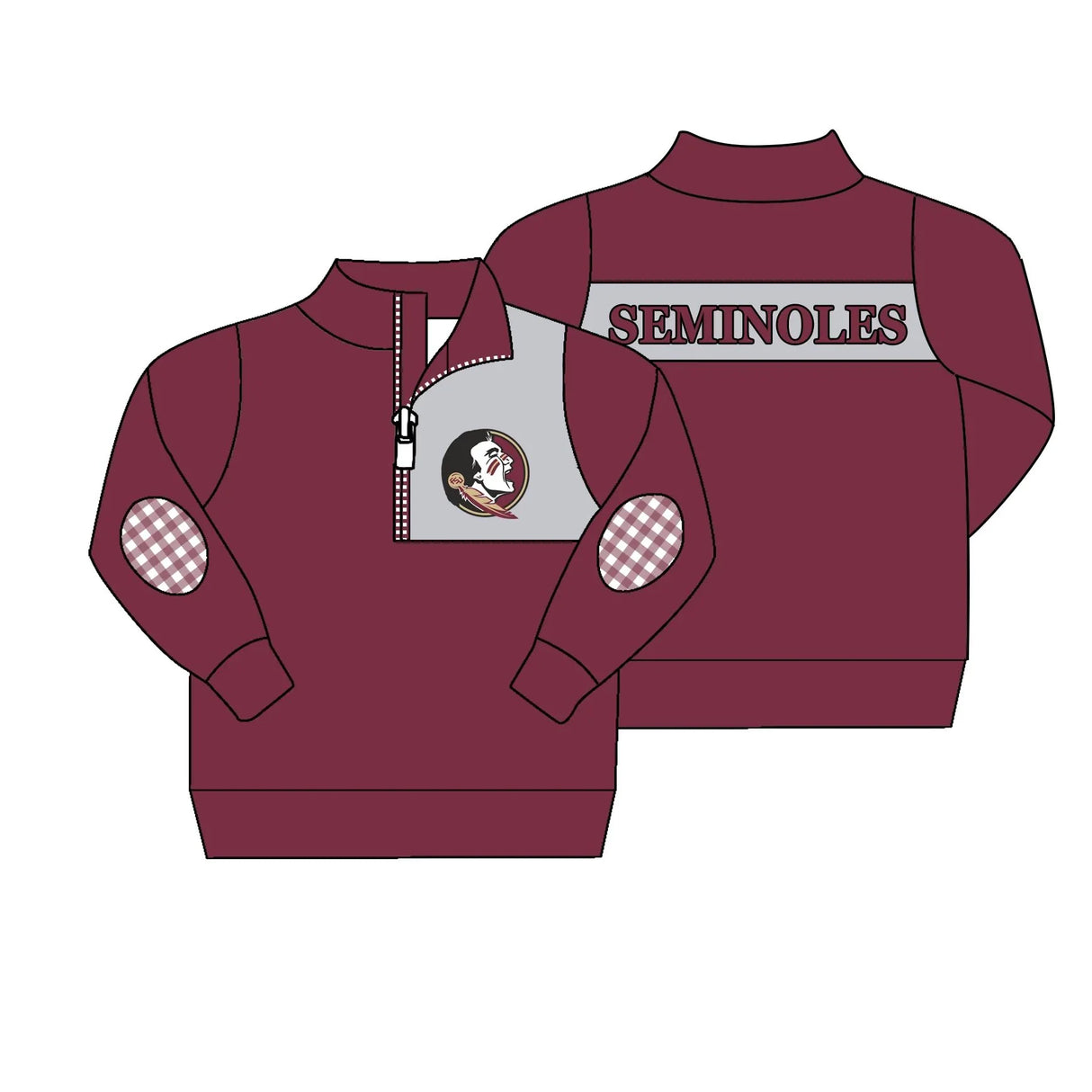 MOQ 3 pcs long sleeves maroon F S U kids team pullover