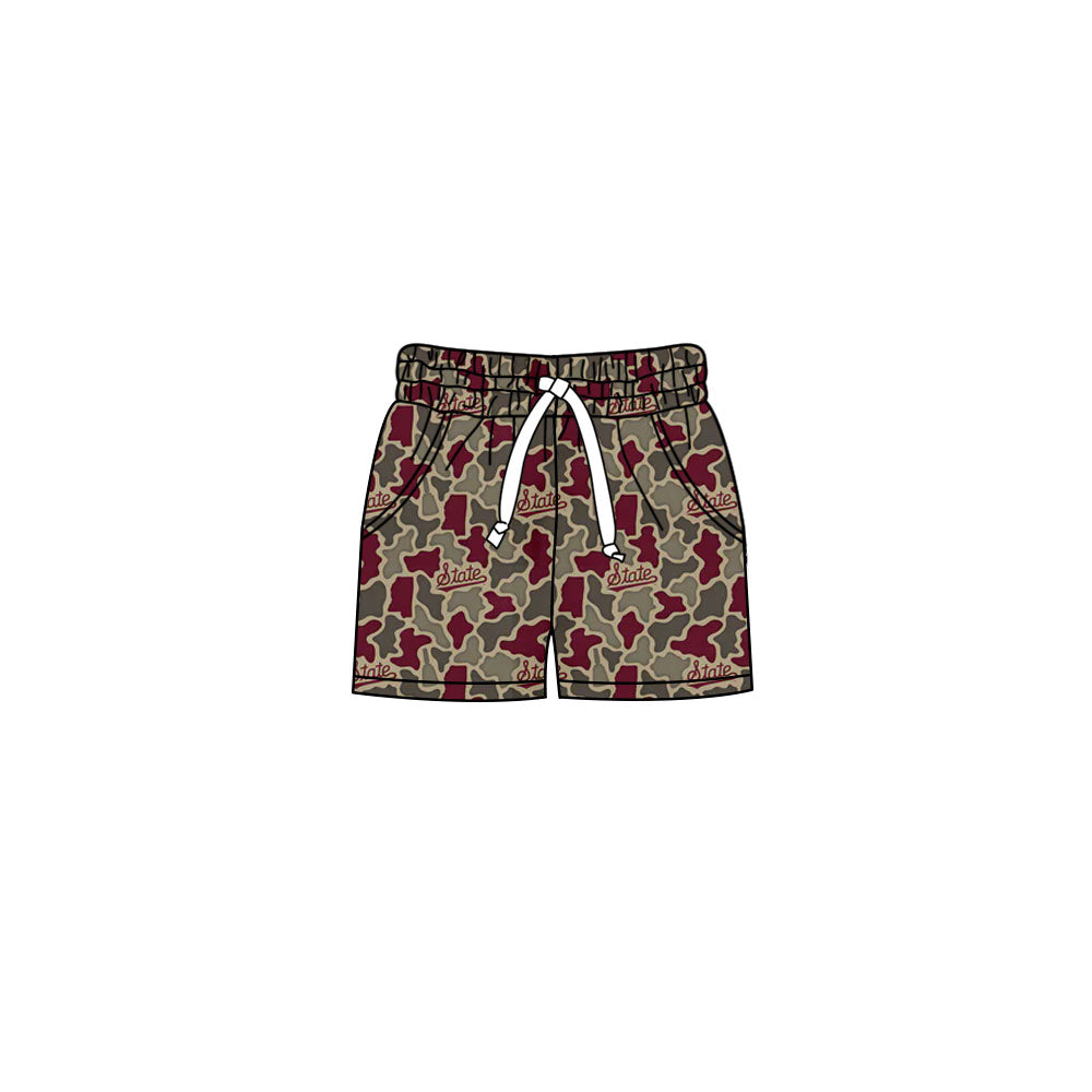 MOQ 5 pcs state camo pockets kids boys team shorts