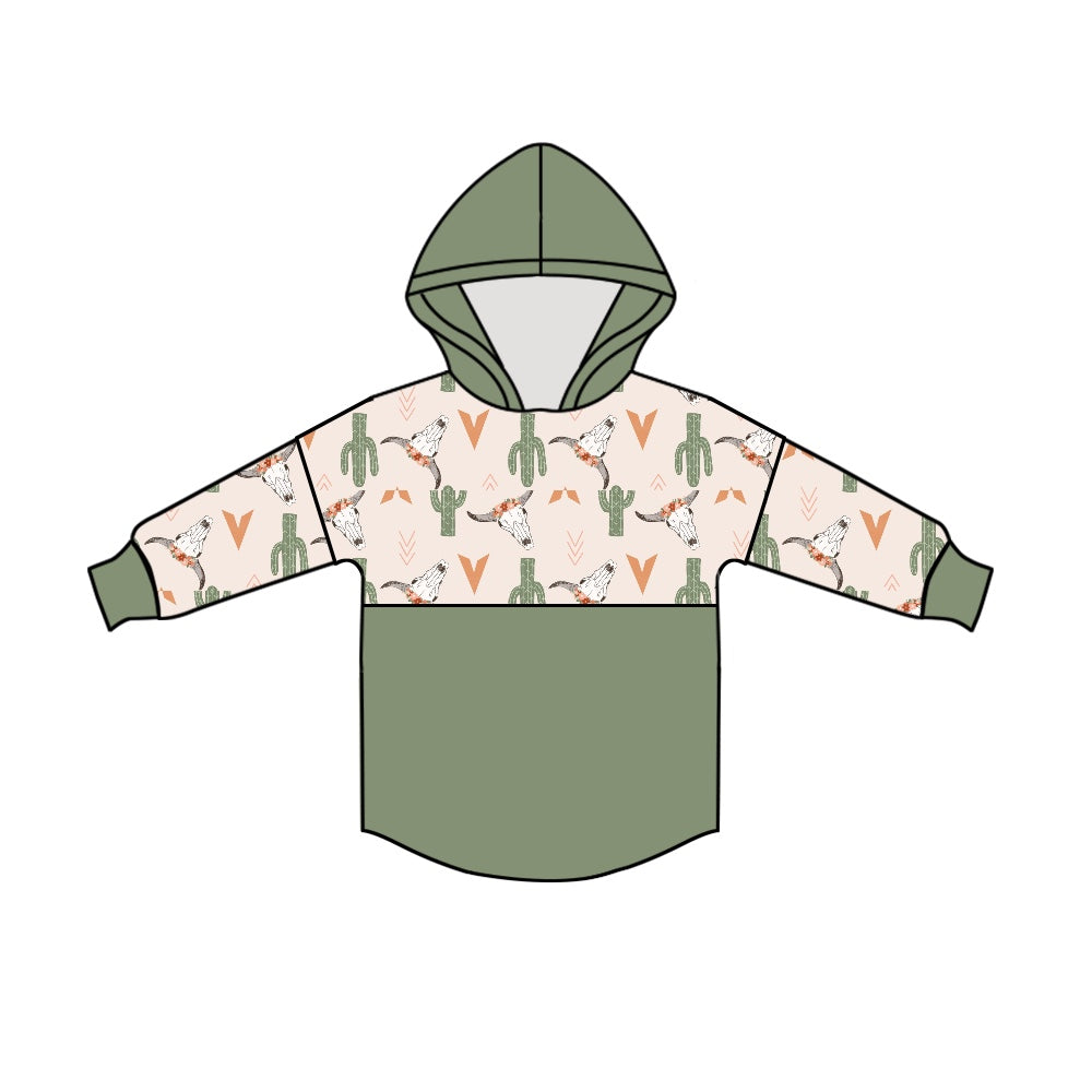 MOQ 5 cactus bull skull kids western hoodie