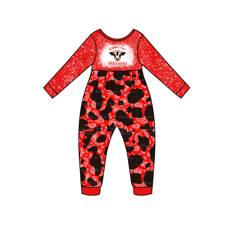 MOQ 5 PCS cownt your blessings baby girls romper