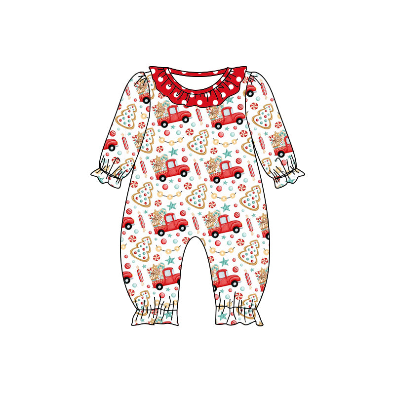 MOQ 5 PCS Candy truck baby girls Christmas romper