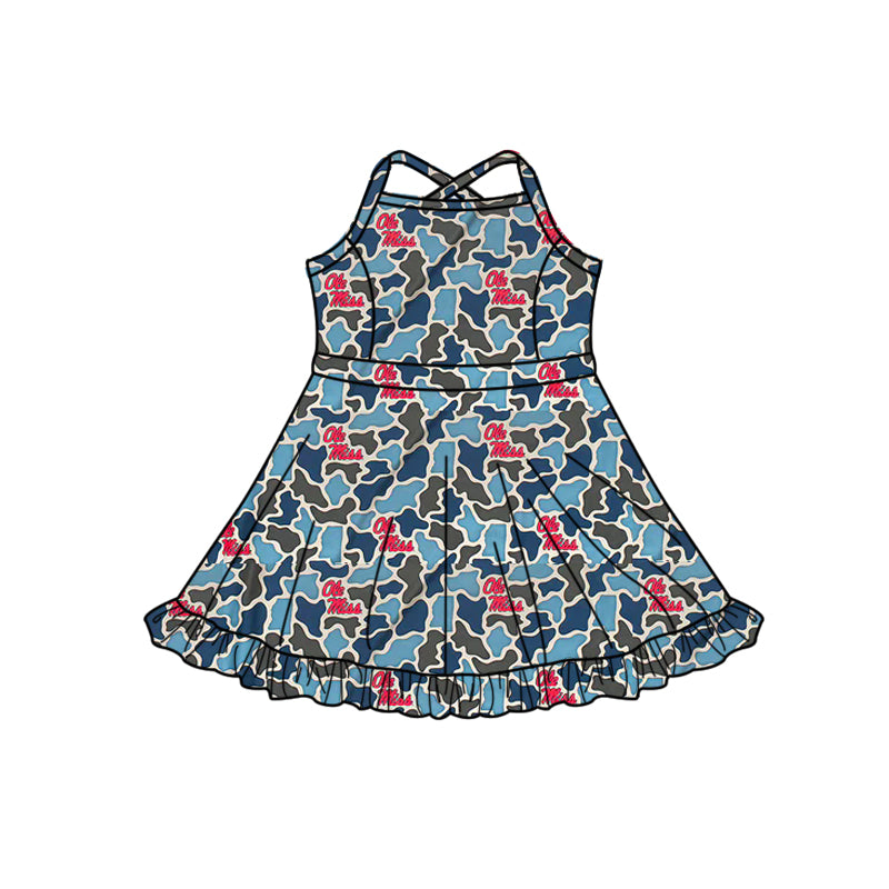 MOQ 5 pcs straps O M camo girls team athletic dress