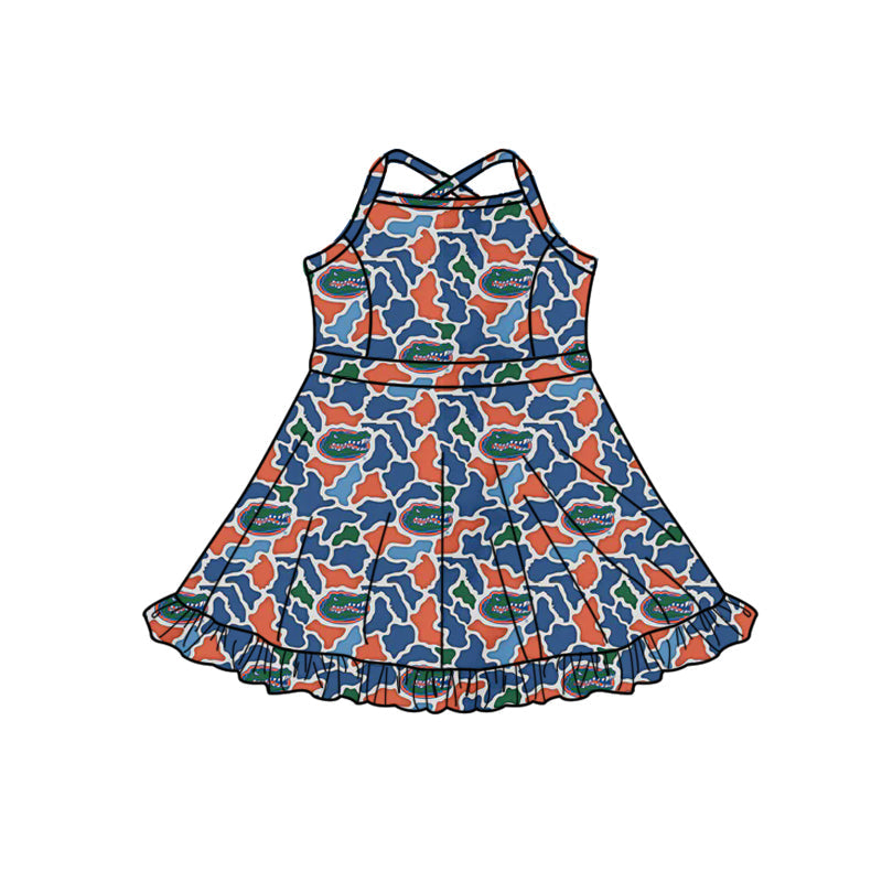 MOQ 5 pcs straps crocodile camo girls team athletic dress