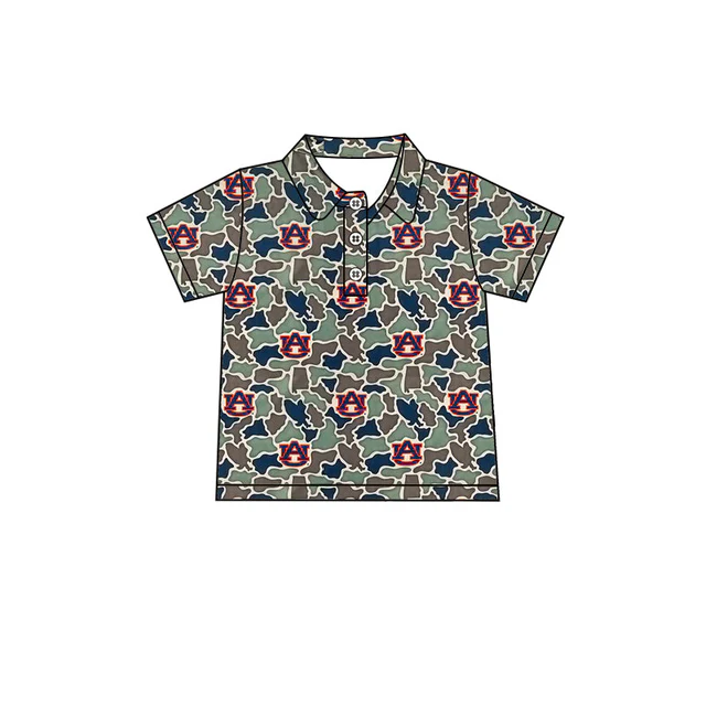 MOQ 5 pcs short sleeves A U camo adult men team polo shirt