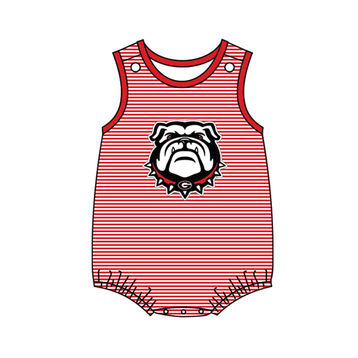 Deadline May 18 sleeveless stripe red dog baby boy team romper