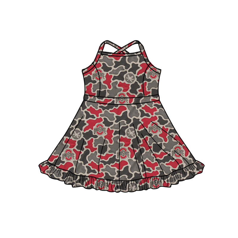 MOQ 5 pcs straps O camo girls team athletic dress