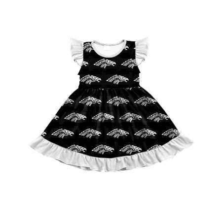 Deadline May 6 Flutter sleeves black white print girls team dress