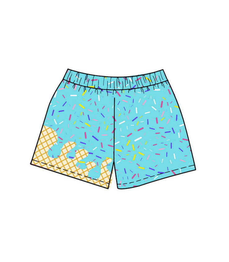 Deadline May 18 light blue sprinkle ice cream boys shorts