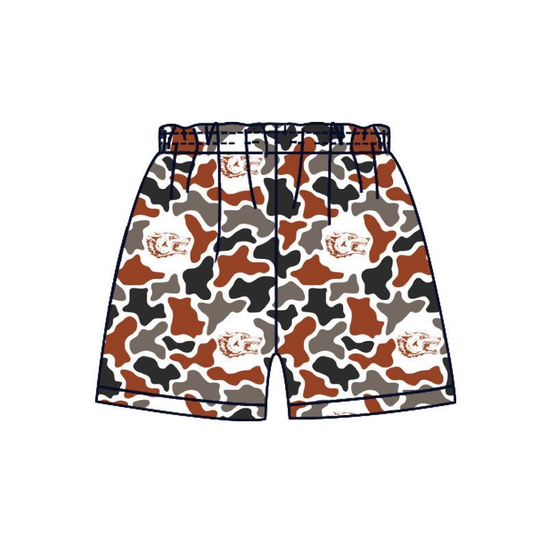 MOQ 5 pcs wolf camo kids boys summer team shorts