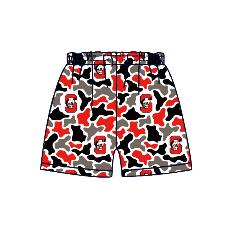 MOQ 5 pcs red S camo kids boys summer team shorts
