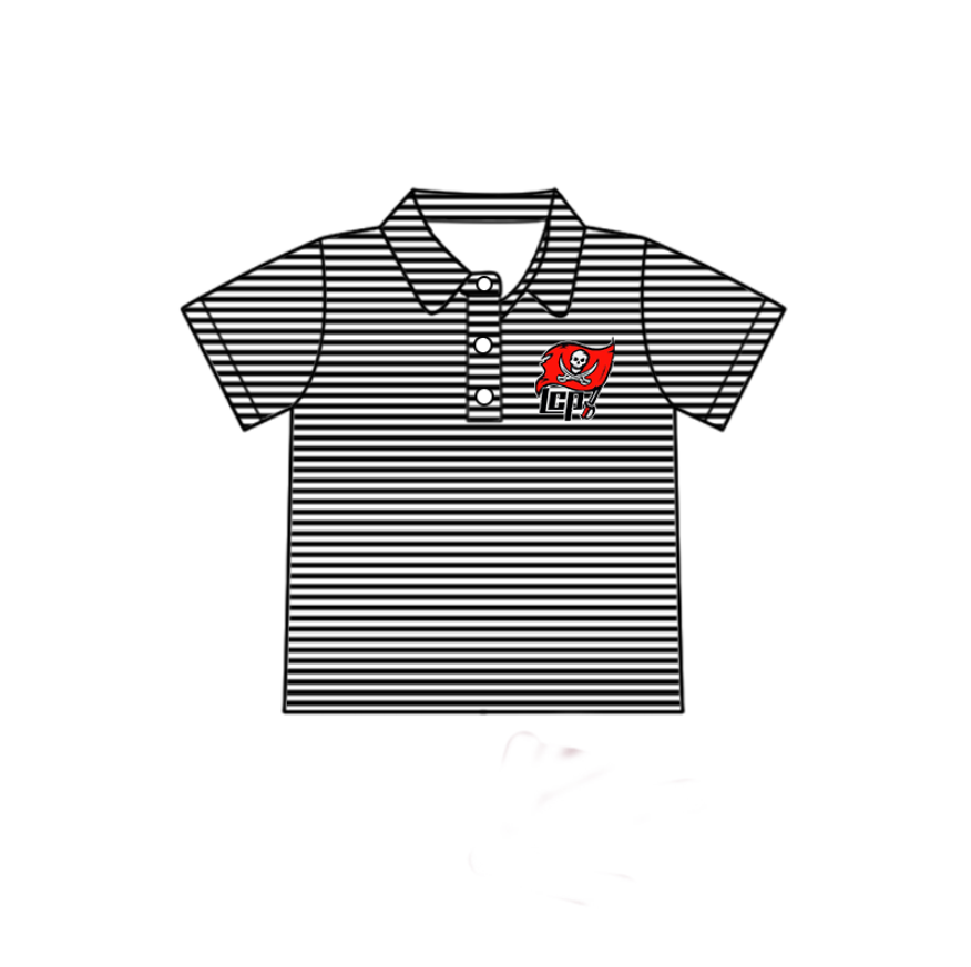 Deadline July 15 2025 flag black stripe short sleeves kids boys polo team shirt