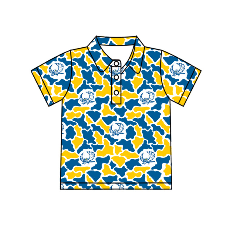 MOQ 5 pcs short sleeves owl camo kids boys team polo shirt