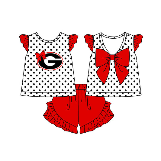 Deadline May 17 polka dots G top shorts girls team outfits