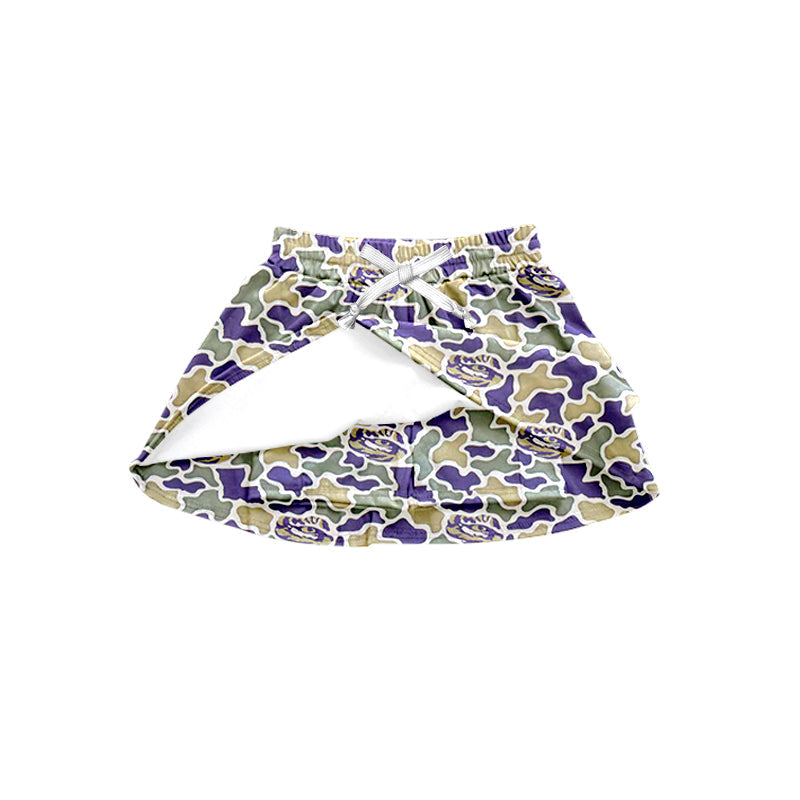 MOQ 5 pcs purple camo kids girls team active skirt