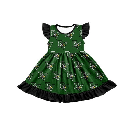 Deadline May 6 Flutter sleeves green R V print girls team dress