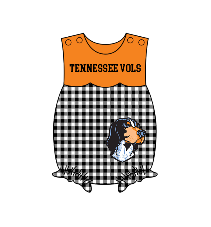 MOQ 5 pcs black plaids sleeveless dog print baby girls team romper