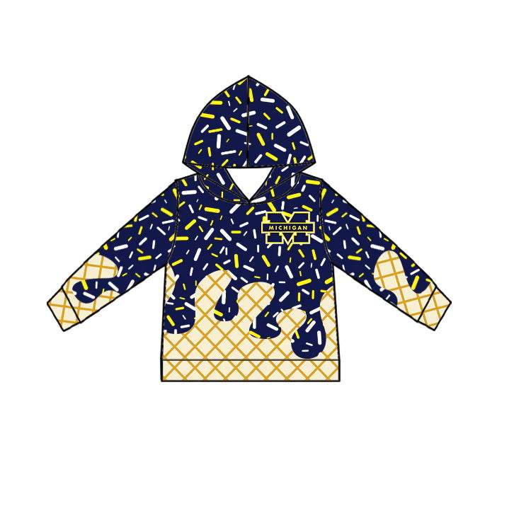 MOQ 3 pcs M navy ice cream sprinkle toddler kids team hoodie