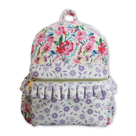 Floral lavender cute little girls backpack