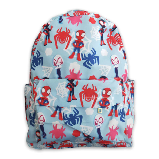 Blue spider web kids boy backpack