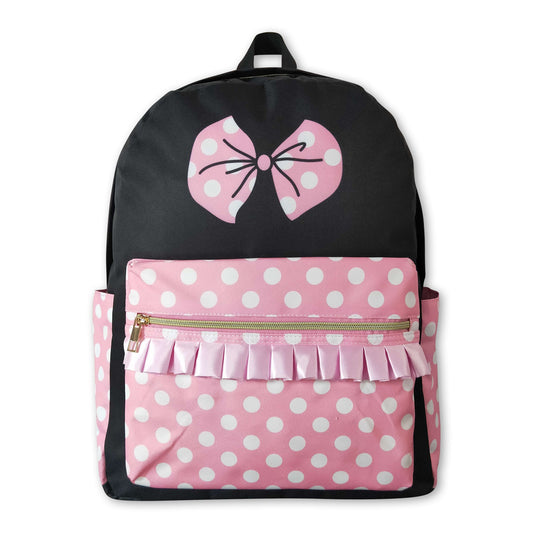 Pink polka dots bow mouse girls backpack