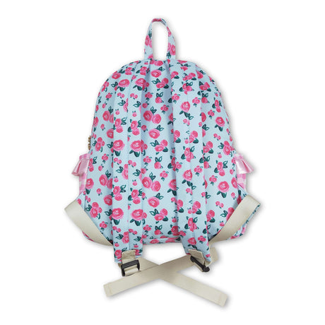 Pink plaid ruffle floral baby girls backpack