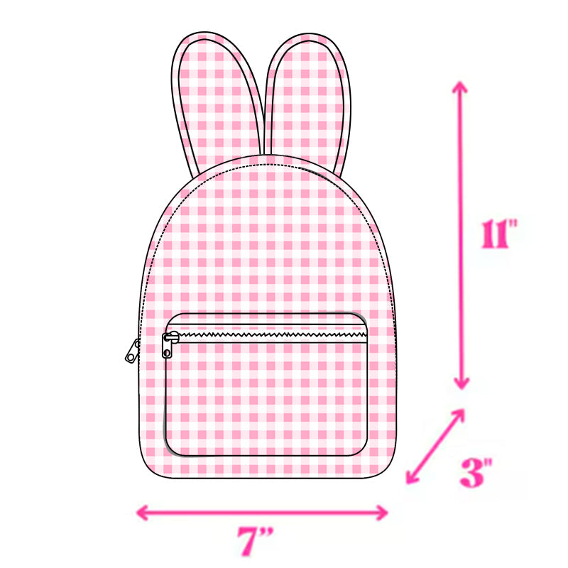 Pink plaid ears kids girls Easter backpack