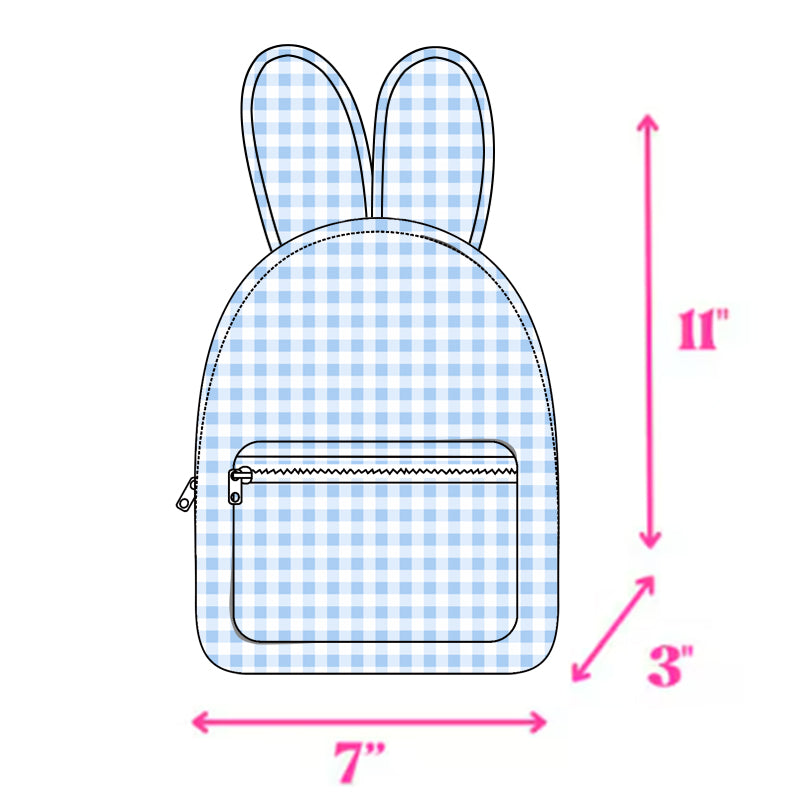 Light blue plaid ears kids boys Easter backpack