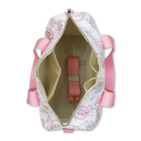 Pink heart bow small duffel bag