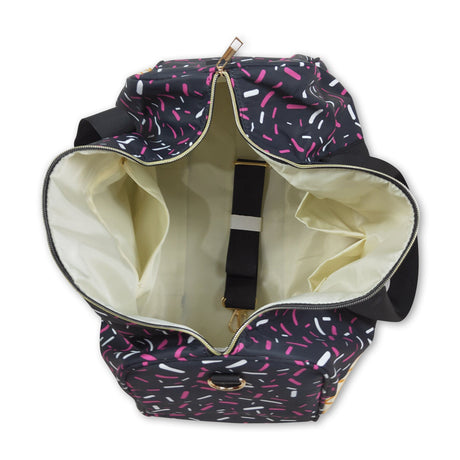 Black ice cream sprinkle team duffel bag