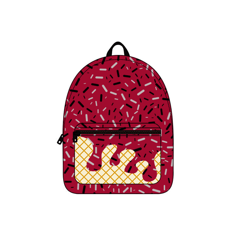 Maroon ice cream sprinkle kids backpack
