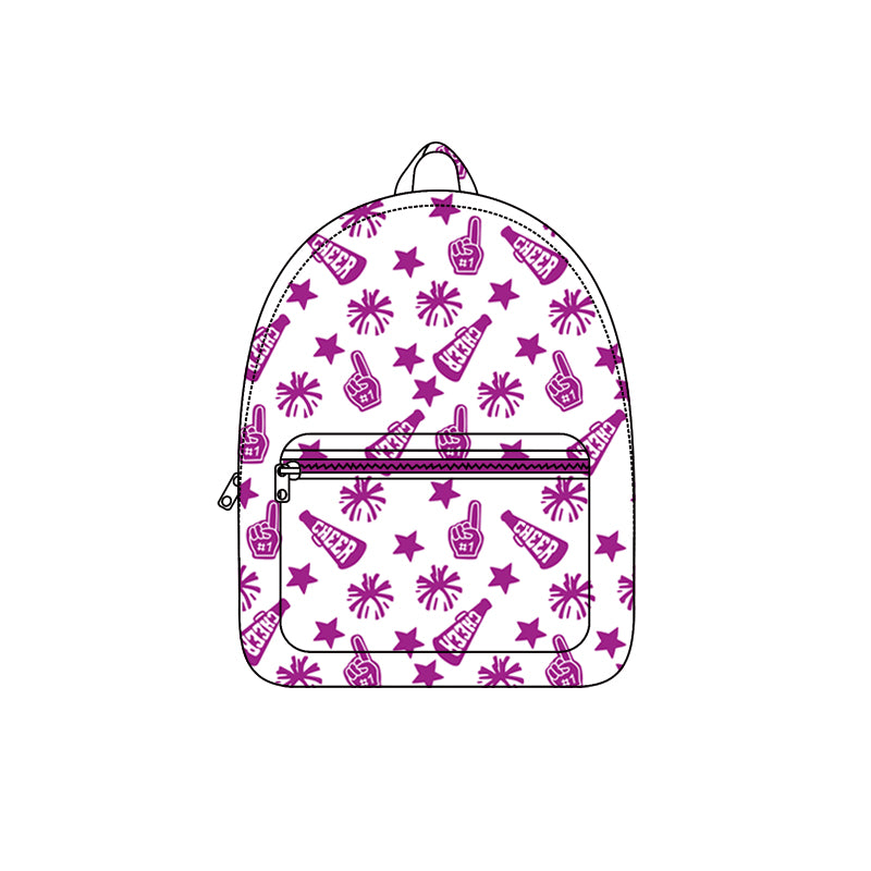 Purple cheer firework stars kids girls team backpack
