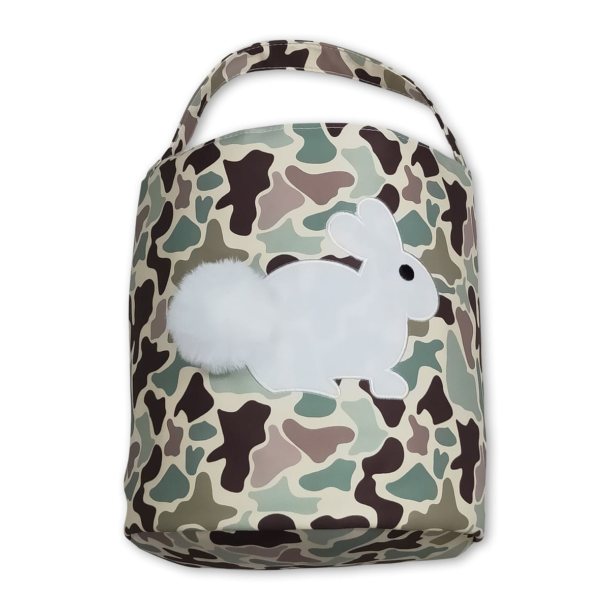 Beige camo rabbit embroidery kids boys Easter basket