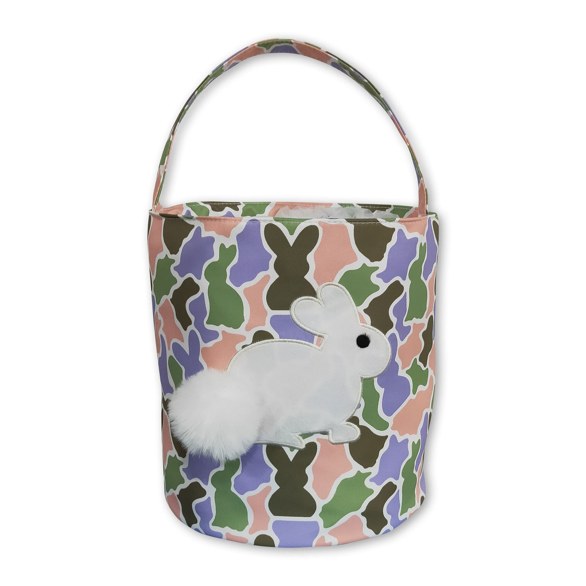 Colorful camo rabbit embroidery kids Easter basket