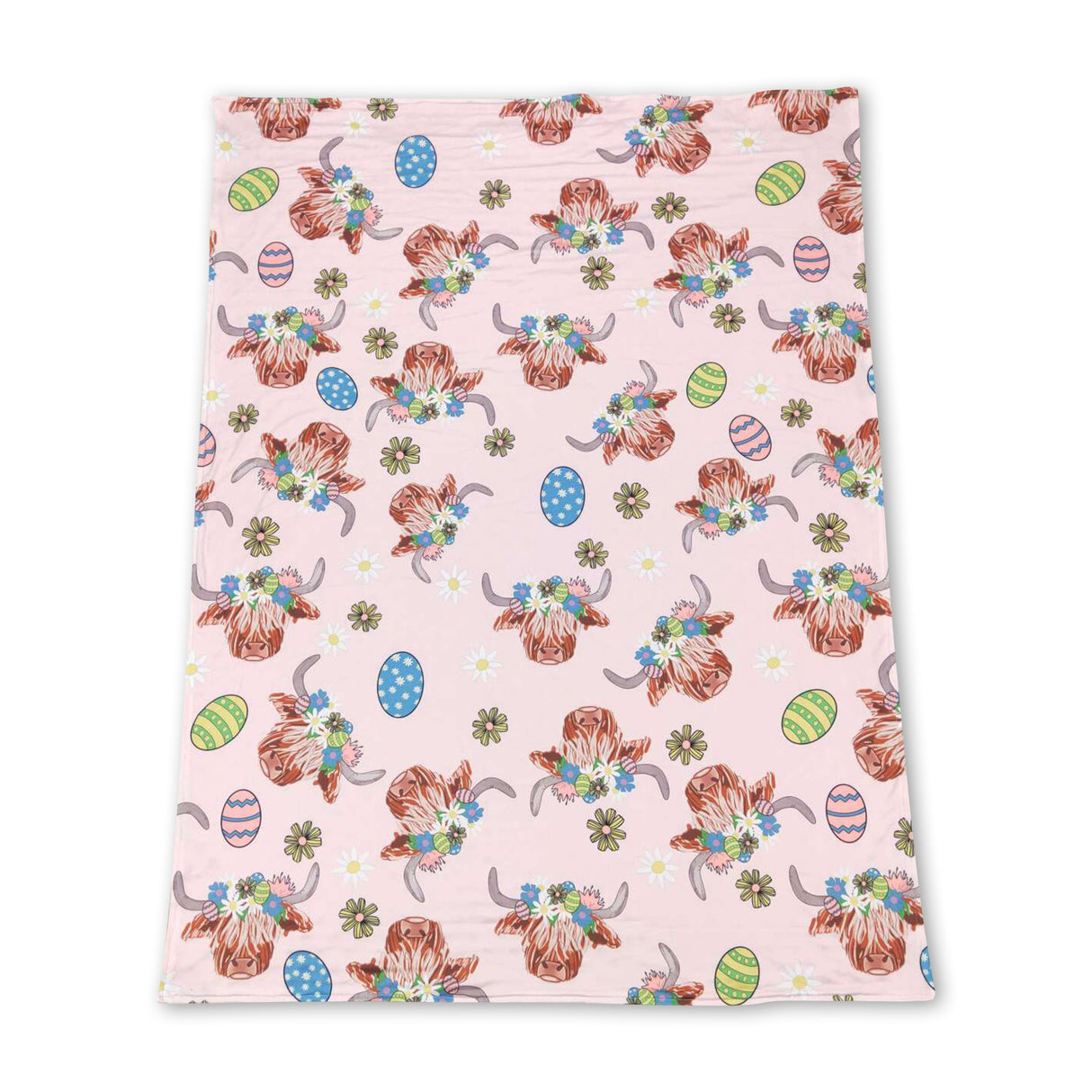 Highland cow eggs western baby girls easter blankets
