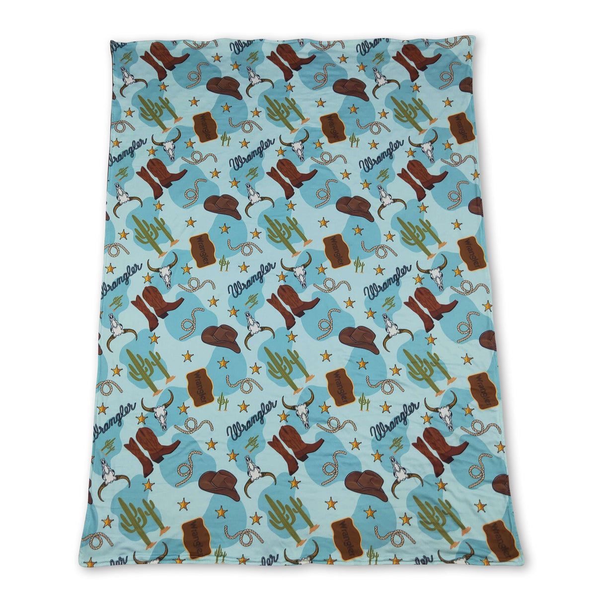Bull skull boots hat cactus baby kids western blankets