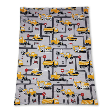 Constructions yellow polka dots kids boys blankets