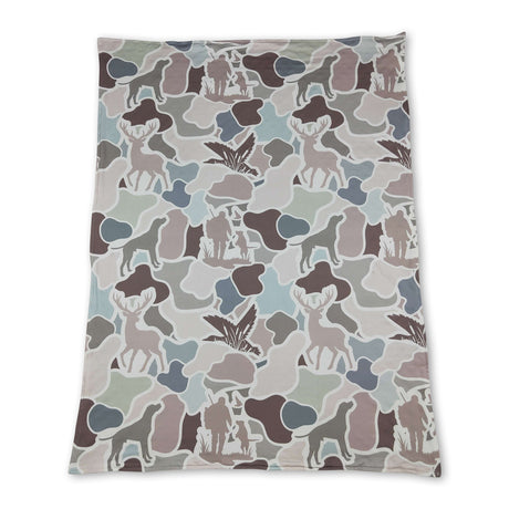 Hunting dog deer duck camo baby kids blankets