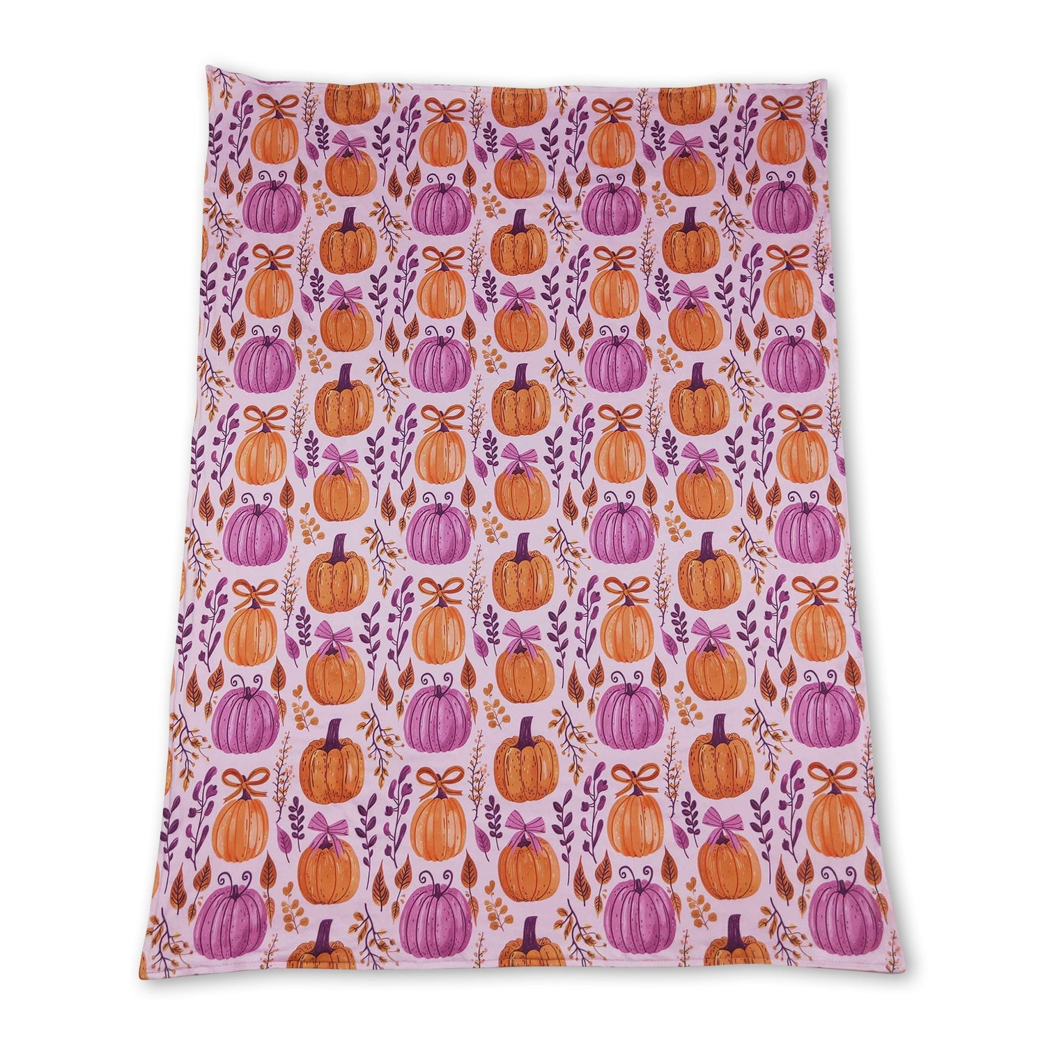 Pumpkin bow baby girls fall minky blankets