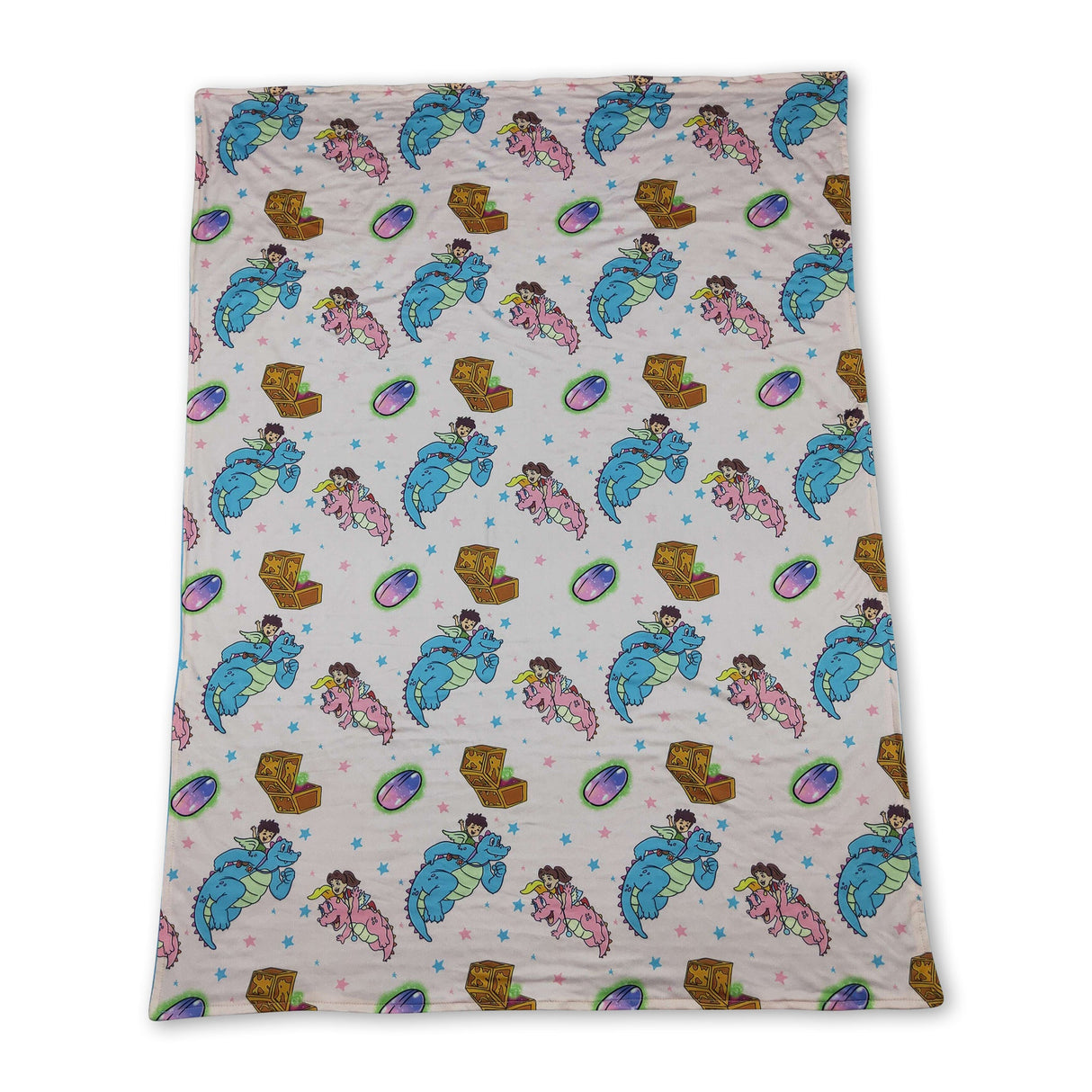 Pink blue dinosaur minky baby kids hunting blanket