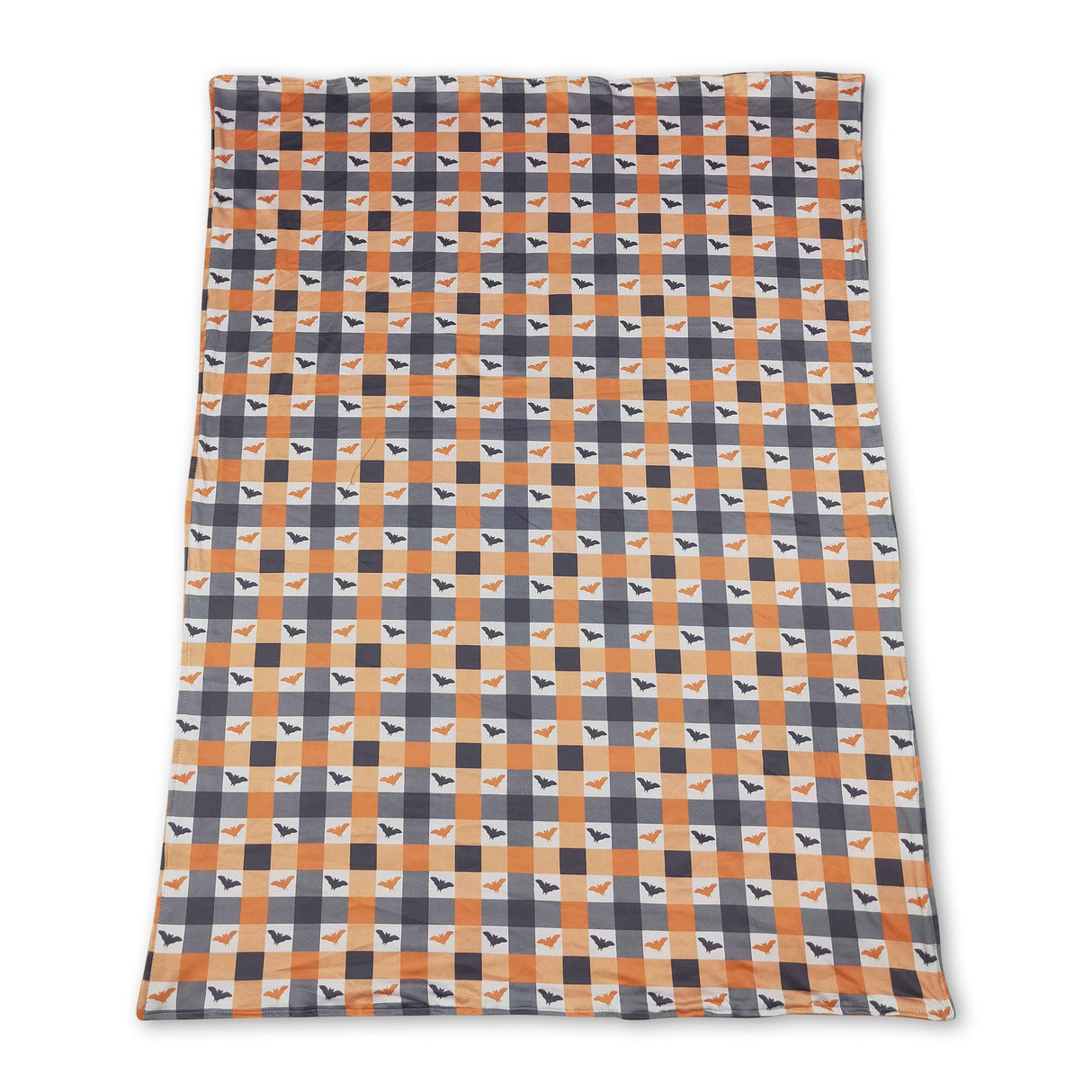 Orange plaid bat baby kids Halloween blanket