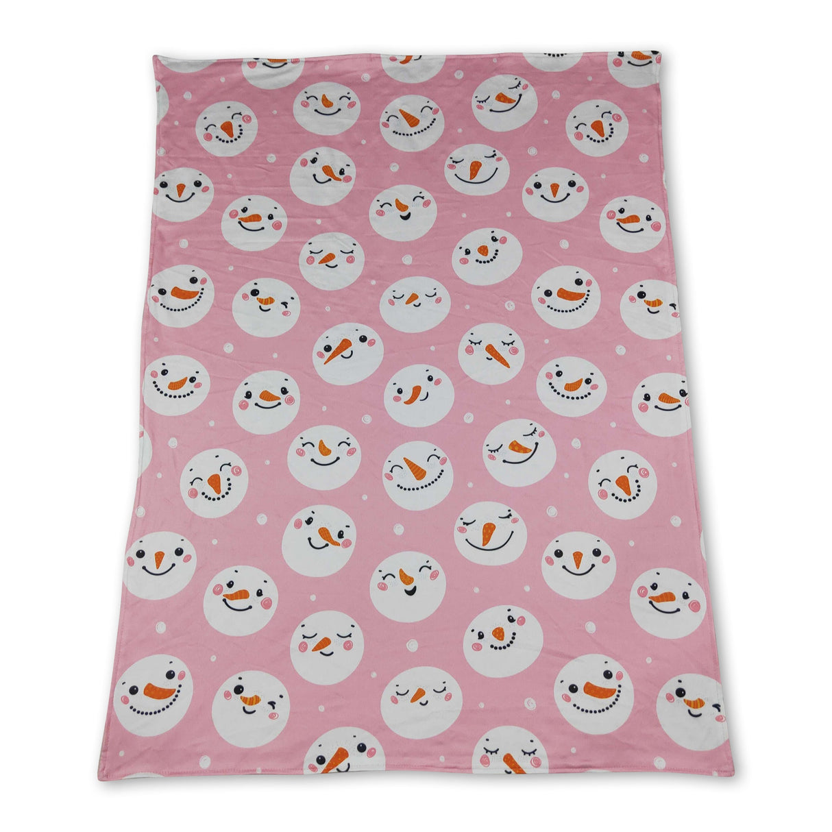 Snowman pink minky dots baby girl blanket