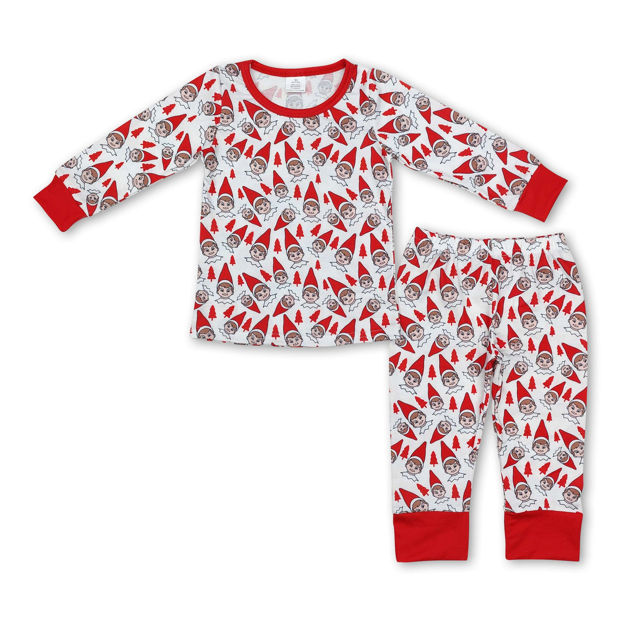 Red hat Christmas tree kids boys bamboo pajamas
