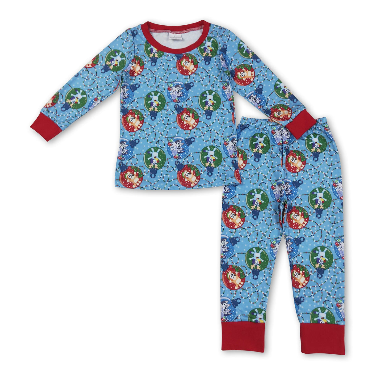 Long sleeves jingle bell dog kids boys Christmas pajamas