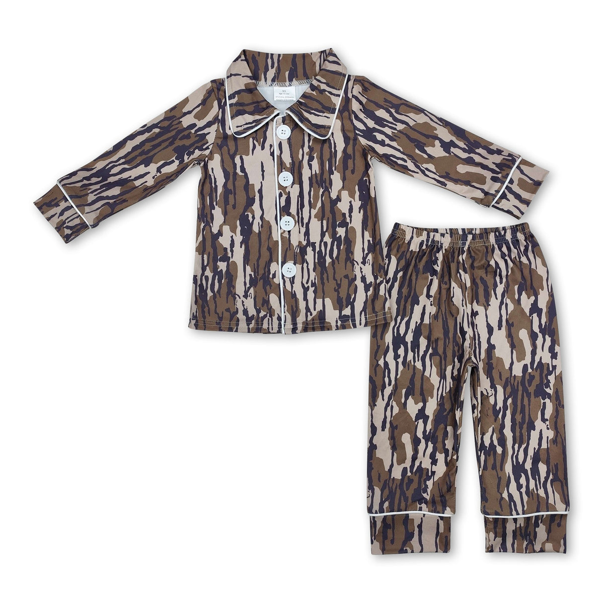 Camo long sleeves children button down pajamas