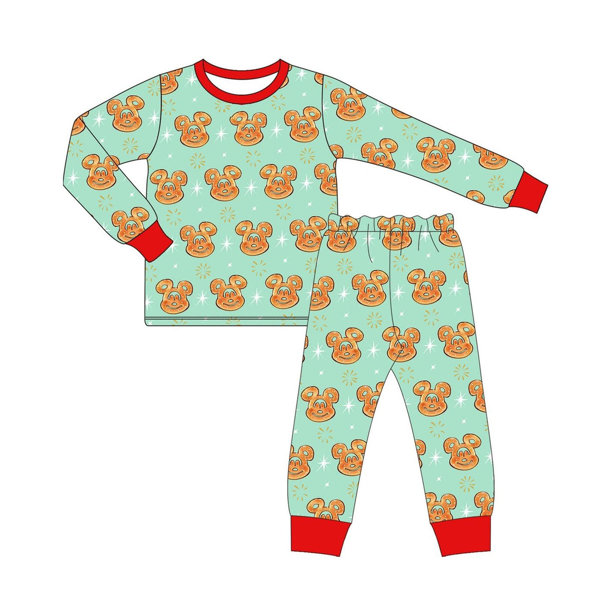 Long sleeves mouse cookie baby kids pajamas