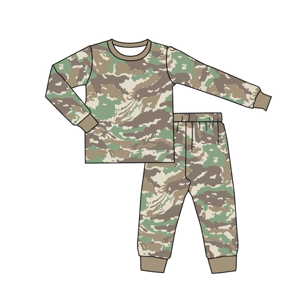 Long sleeves camo kids boys pajamas